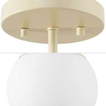 Marcel Bistro 7.75" Bohemian Farmhouse Iron/Frosted Glass LED Semi Flush Mount - JONATHAN Y